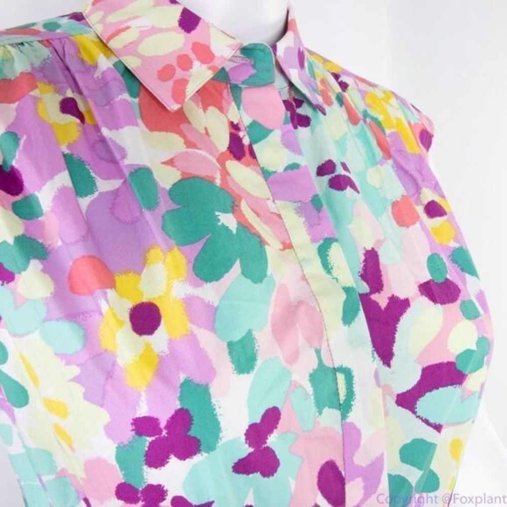 NWT kate spade Painted Petals Floral Cotton Shirtdress, Pastel - Picture 15 of 15